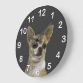 チワワと姿勢 ラージ壁時計 (傾斜)