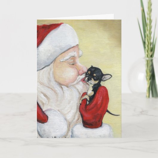 "チワワのためのサンタキス"の犬の芸術の挨拶状 シーズンカード (正面)