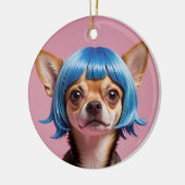 チワワのウィッグ セラミックオーナメント (左)