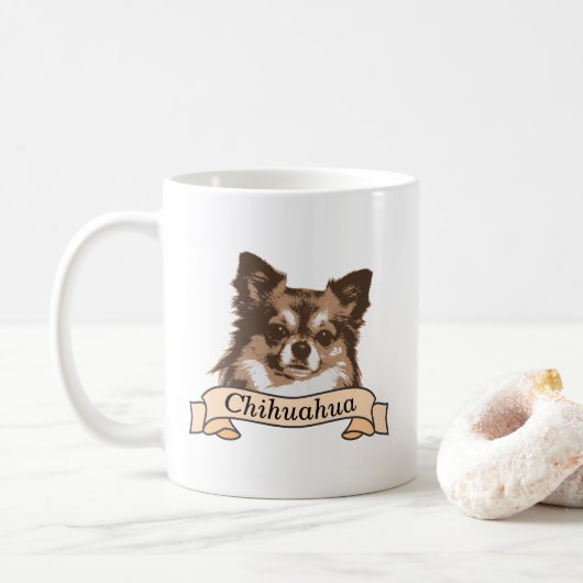 チワワのカスタムデザイン コーヒーマグカップ (ドーナツ)