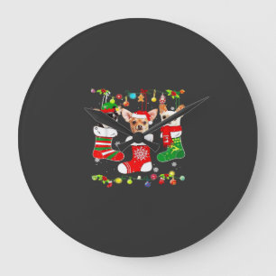 チワワのクリスマスイルミネーション Xmas 犬 クラシックTシャツ ラージ壁時計