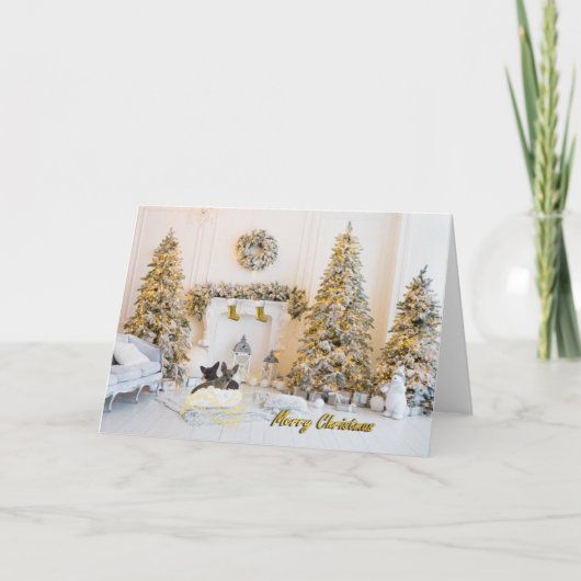 チワワのクリスマスグリーティングカード サンキューカード (正面)