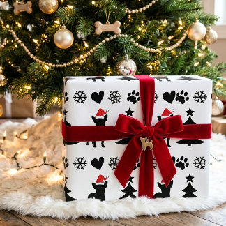 チワワのクリスマスシルエット柄 ラッピングペーパー