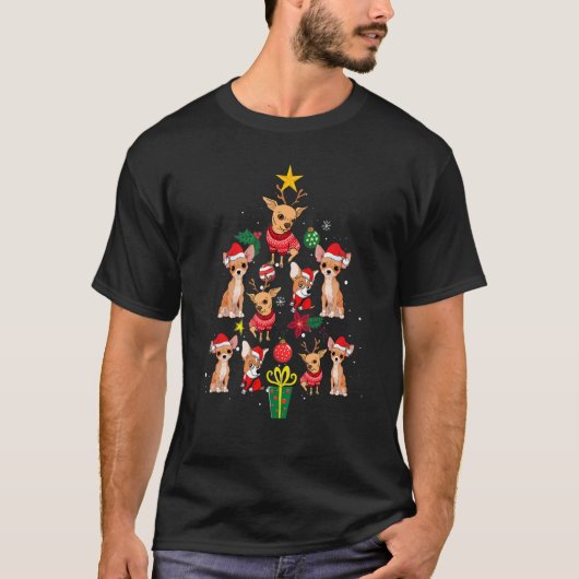 チワワのクリスマスツリー  Xmas  チワワの犬 Tシャツ (正面)