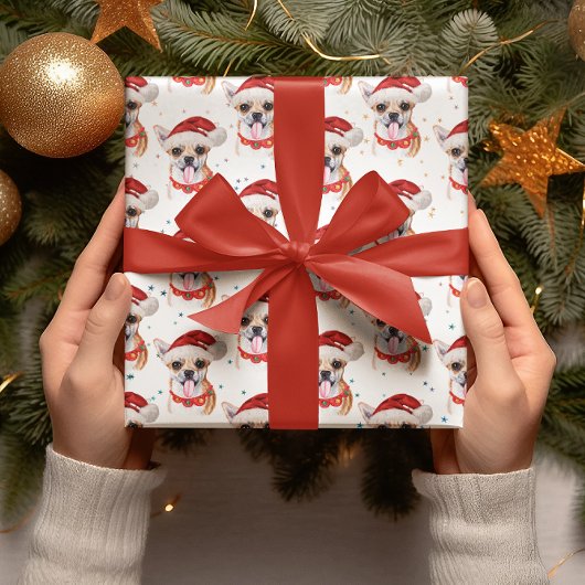チワワのクリスマス水彩画の犬種 ラッピングペーパー
