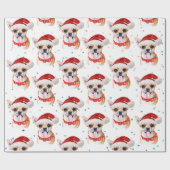 チワワのクリスマス水彩画の犬種 ラッピングペーパー (フラット)