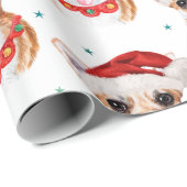 チワワのクリスマス水彩画の犬種 ラッピングペーパー (ロールコーナー)