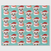 チワワのクリスマス水彩画の犬種 ラッピングペーパー (フラット)