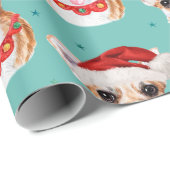チワワのクリスマス水彩画の犬種 ラッピングペーパー (ロールコーナー)