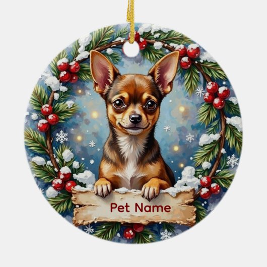 チワワのクリスマス セラミックオーナメント (裏面)