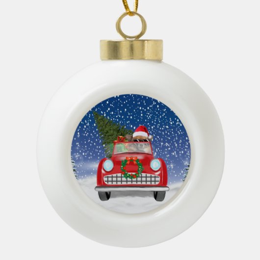 チワワのクリスマス セラミックボールオーナメント (正面)