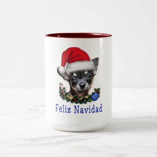 チワワのクリスマス ツートーンマグカップ (中央)