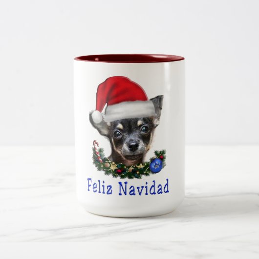 チワワのクリスマス ツートーンマグカップ (中央)