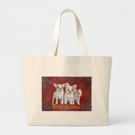 チワワのクリスマス ラージトートバッグ