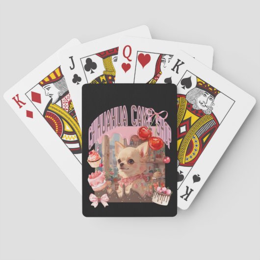 チワワのケーキ屋さん、ケーキ、子犬、チェリー、リボン、ガーリー好きのための トランプ (裏面)