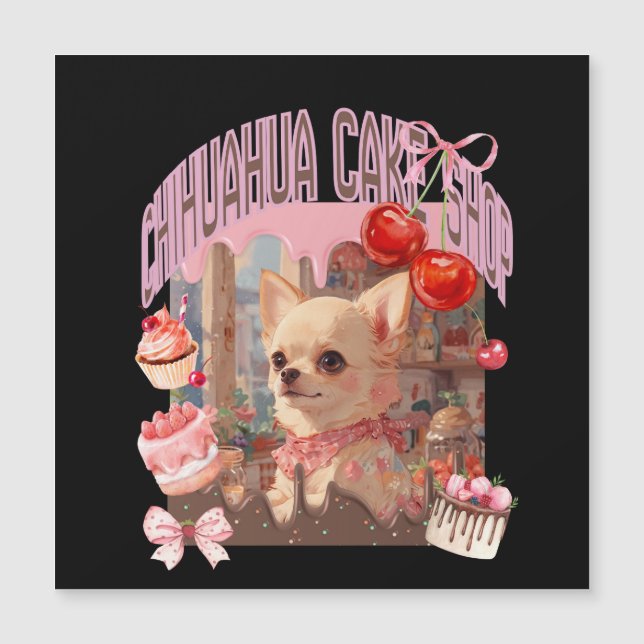 チワワのケーキ屋さん、スイーツ、子犬、リボン、cherry,girly好きのための (正面)