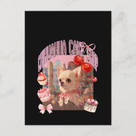 チワワのケーキ屋さん、スイーツ、子犬、リボン、cherry,girly好きのための ポストカード