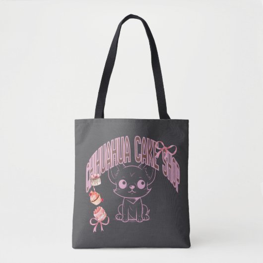 チワワのケーキ屋さん、子犬、犬好き、スイーツ、ケーキが好きな人の トートバッグ (正面)