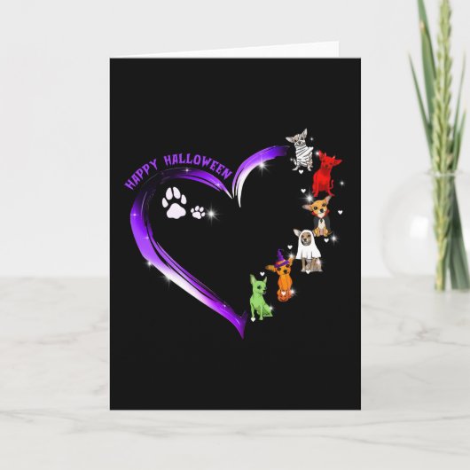 チワワのコスチューム ハッピーハロウィン シャツ 面白い犬 カード (正面)