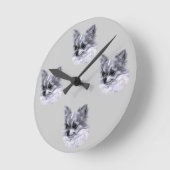 チワワのスケッチ ラウンド壁時計 (傾斜)