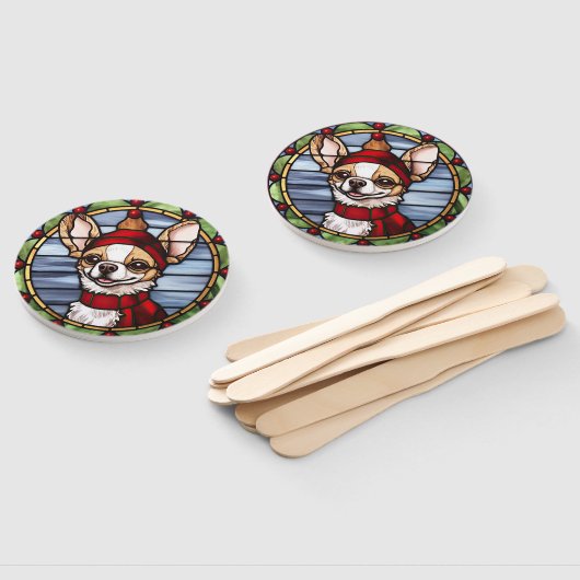 チワワのステンドグラスのクリスマス ハンドファン (組立なし)