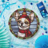 チワワのステンドグラスのクリスマス ペーパープレート (パーティー)