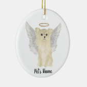 チワワのタンロングヘアード犬 哀悼メモリアル セラミックオーナメント (右)