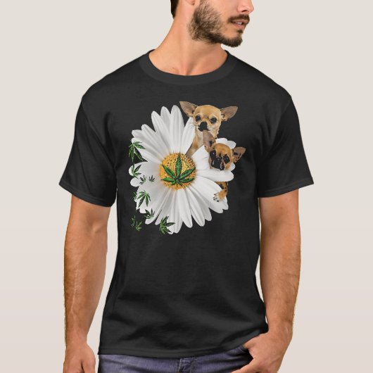 チワワのデイジー・カナビス Tシャツ (正面)