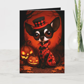 チワワのハロウィンコスチュームイラスト カード
