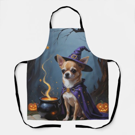 チワワのハロウィンペイント画 エプロン (正面)
