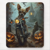 チワワのバイク乗り ハロウィーン 怖い マウスパッド (正面)