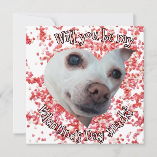 チワワのバレンタインデー フラット ホリデー カード (正面)