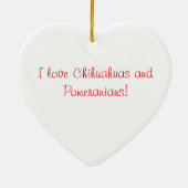 チワワのポメラニア犬の組合せを持つハートのオーナメント セラミックオーナメント (裏面)