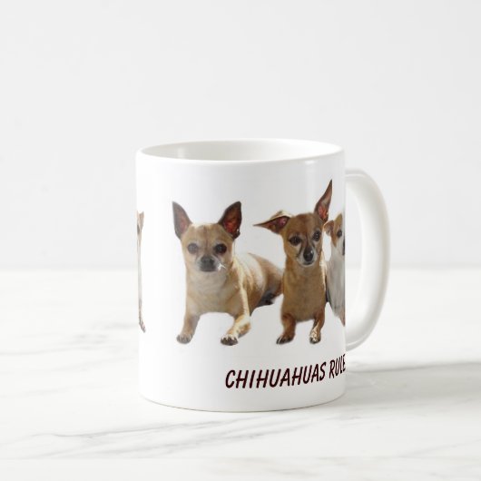 チワワのマグの石及び規則 コーヒーマグカップ (正面右)