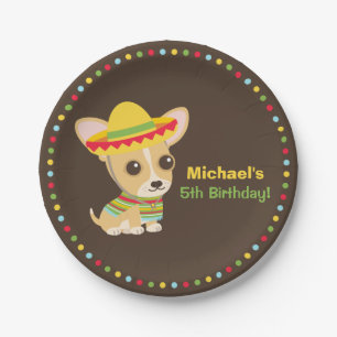チワワのメキシコフィエスタ誕生日パーティープレート ペーパープレート