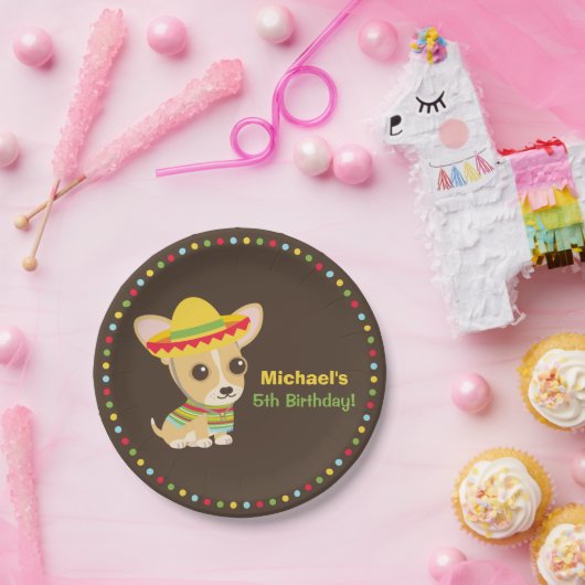 チワワのメキシコフェスタの誕生会のプレート ペーパープレート (パーティー)