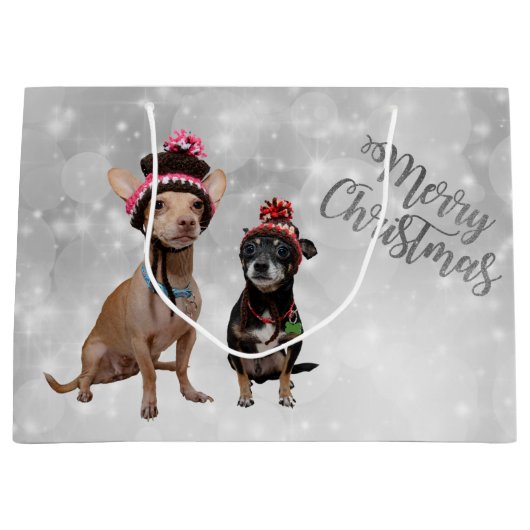 チワワのメリークリスマス ラージペーパーバッグ (正面)