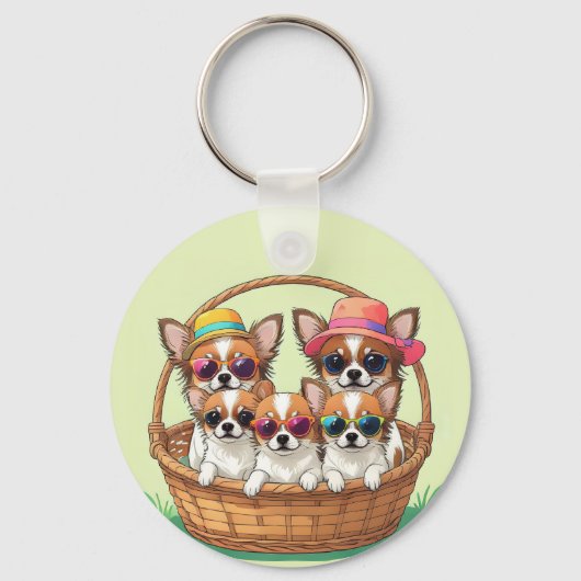 チワワの可愛い仔犬たち キーホルダー (正面)
