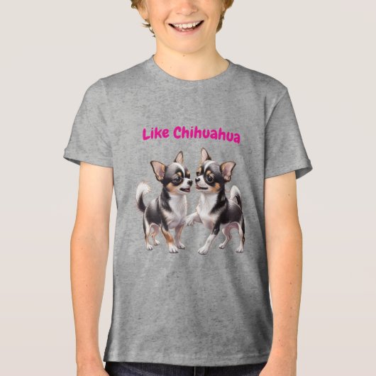 チワワの可愛い子犬たち トライブレンドTシャツ (正面)