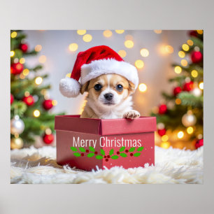 チワワの子犬のクリスマス ポスター