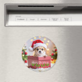 チワワの子犬のクリスマス マグネット (インサイチュ (食洗機))