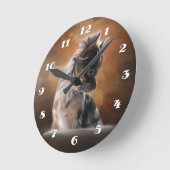 チワワの子犬の時計 ラウンド壁時計 (傾斜)