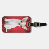 チワワの子犬の赤 ラゲッジタグ (正面横)