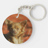 チワワの子犬のHeadshot キーホルダー (裏面)
