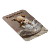 チワワの子犬をティーカップ油絵を描に、 マグネット (右側)