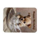 チワワの子犬をティーカップ油絵を描に、 マグネット (横)