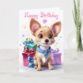チワワの子犬ギフトと心からのお祝い 誕生日 カード (正面)