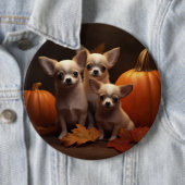 チワワの子犬　かわいい秋の味覚パンプキン 缶バッジ (インサイチュ)