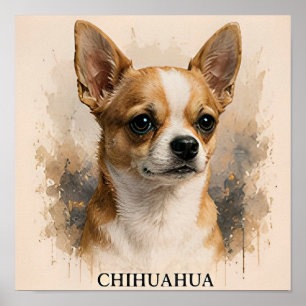 チワワの小さな愛犬の肖像画 ポスター