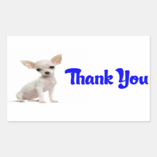 チワワの小犬の挨拶のステッカーありがとう 長方形シール